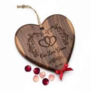 Heart-Shaped Cutting Board - Personalized Engraved Valentines Gift